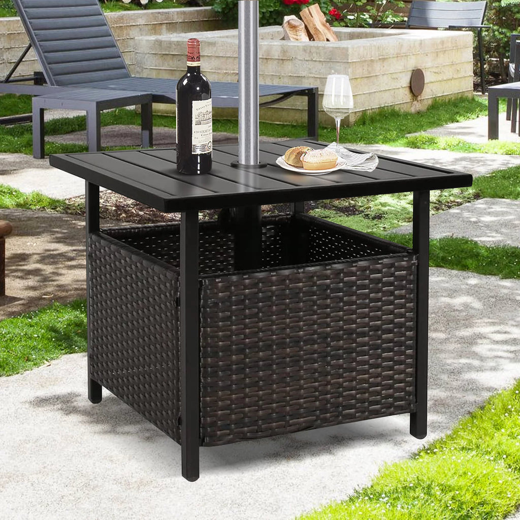 PE Wicker Umbrella Side Table Stand H348435