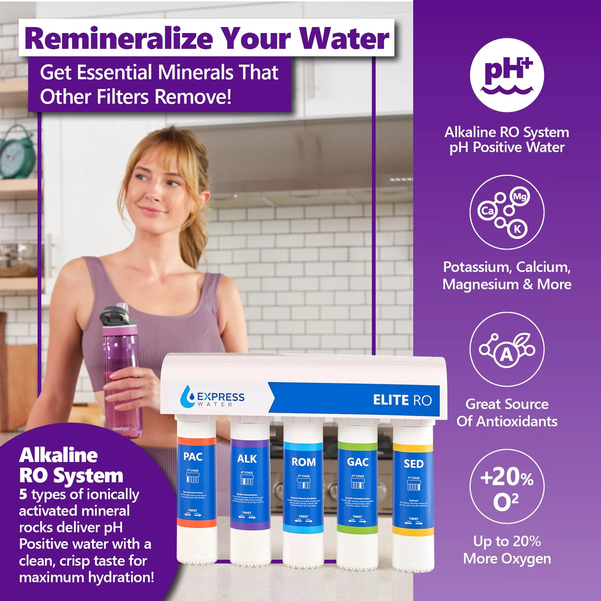 9 Stage Reverse Osmosis Alkaline Water Filtration System F787934