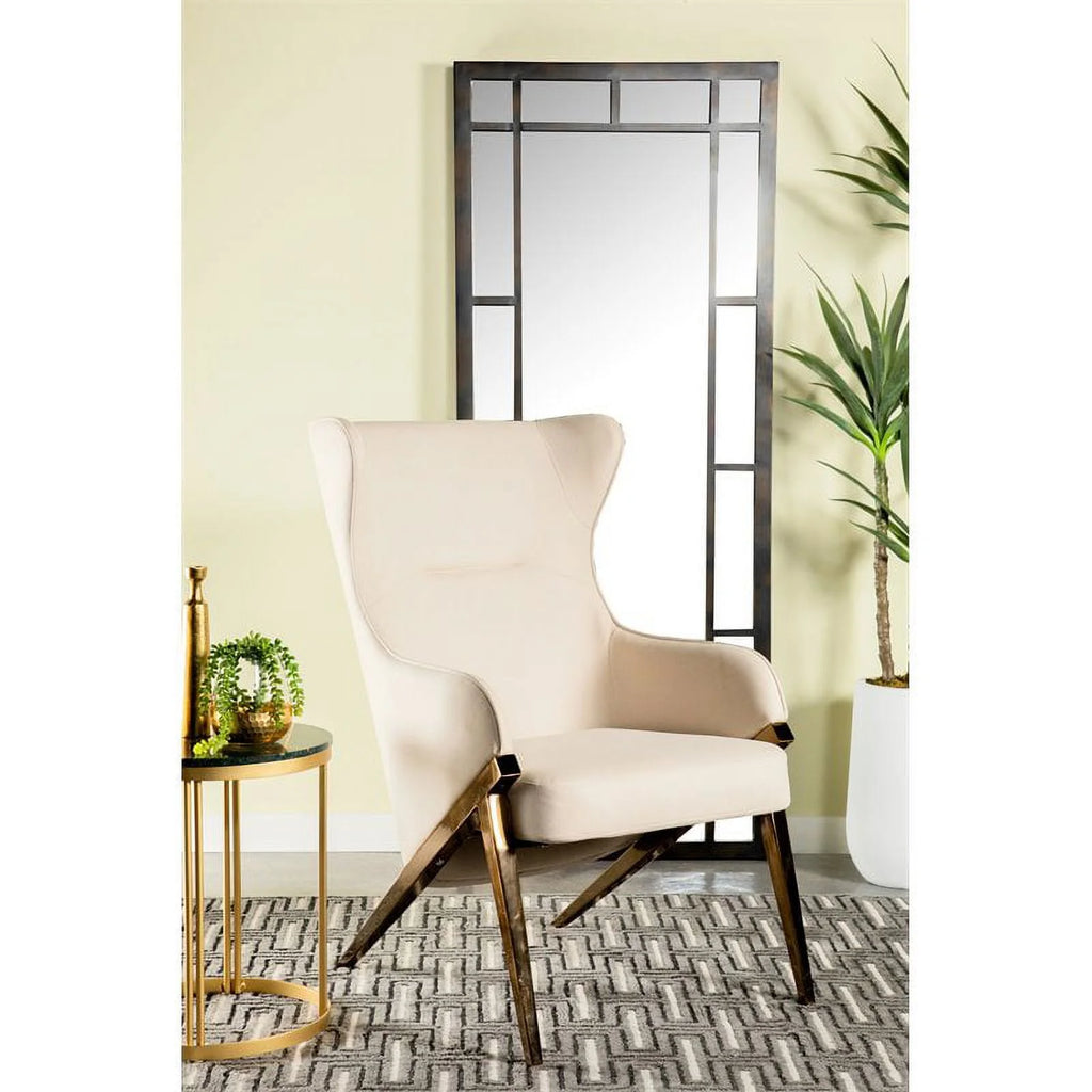 Cream and Bronze Upholstered Accent Chair U795