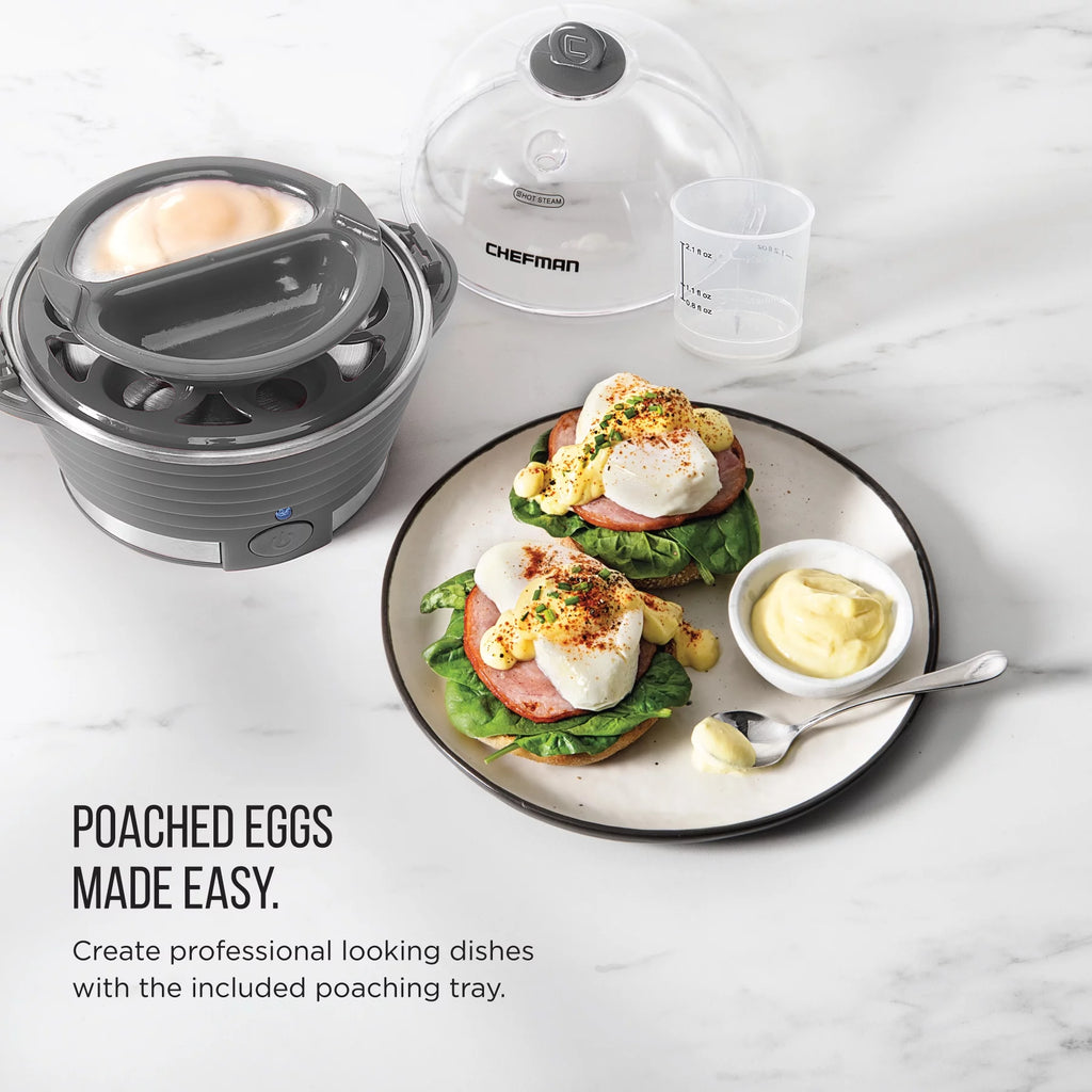 Electric Rapid Egg Cooker 6 Eggs Poaching Omelet Tray Grey X33782