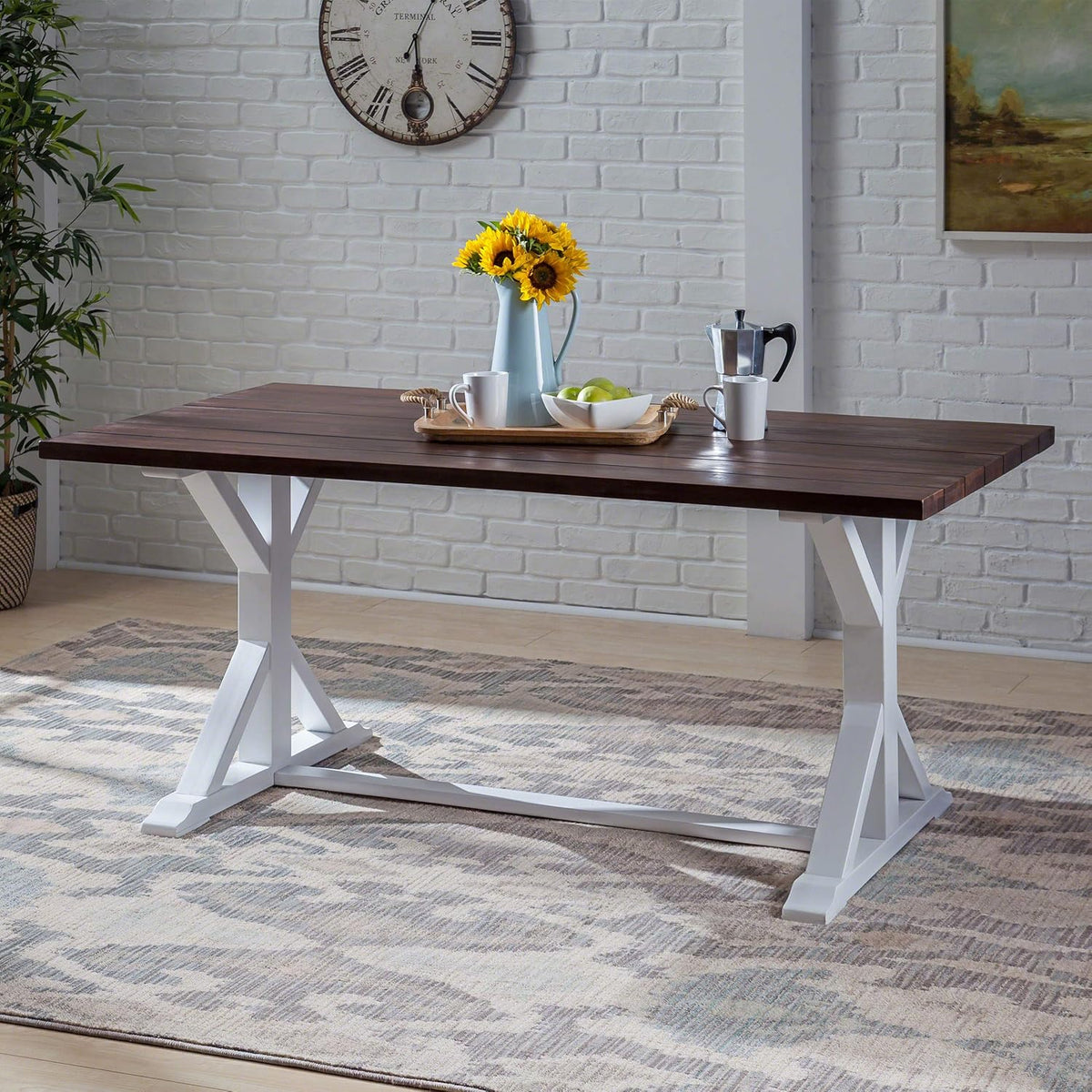 Dark Brown Acacia Wood Dining Table M4959