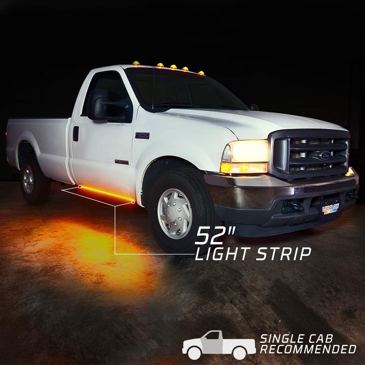 52 Truck LED Running Board Light Amber Side Marker Kit with White Courtesy Lights, Flexible Waterproof Strips Pack of 2 K461949