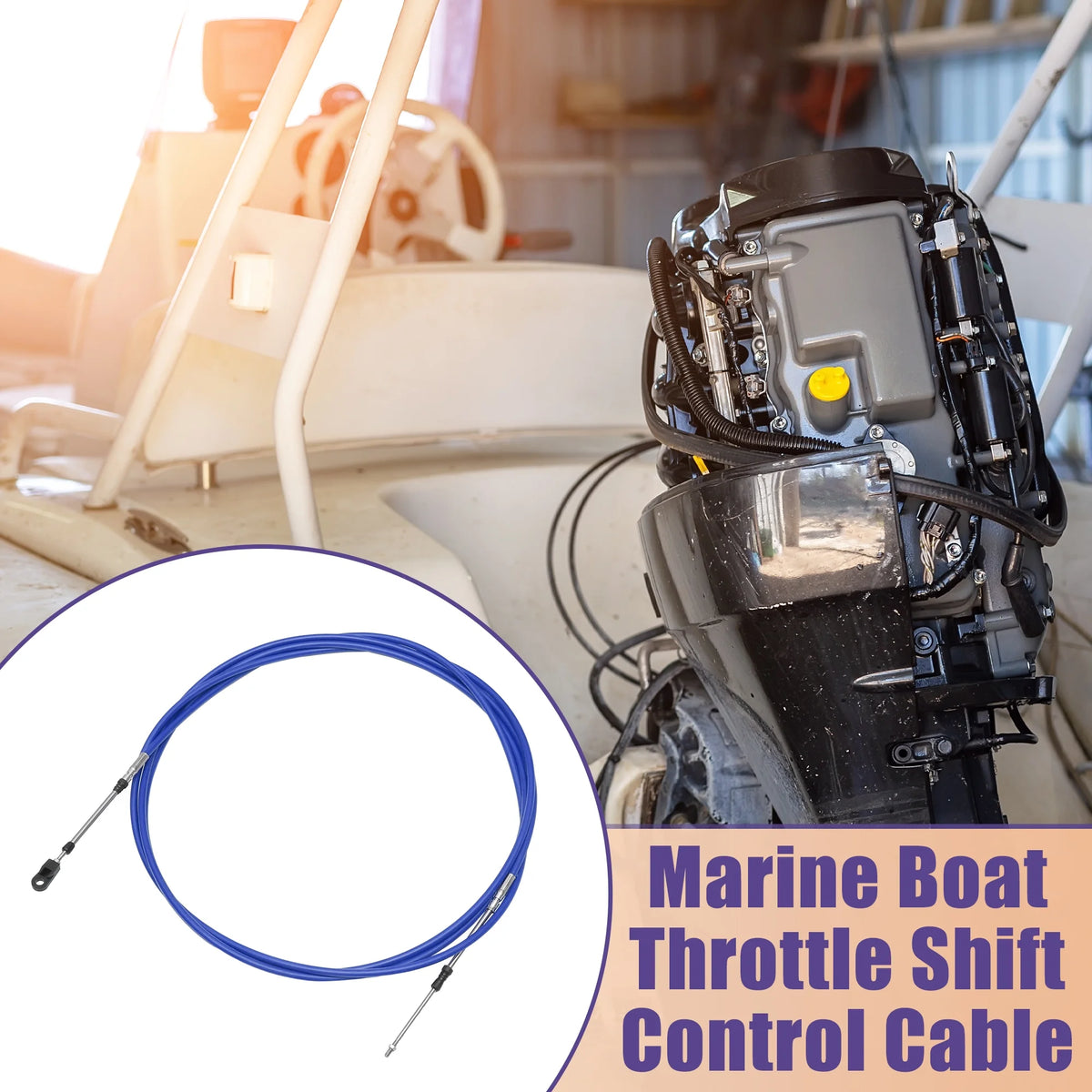 2 Pcs 500cm Marine Boat Throttle Shift Control Cable Blue X208586
