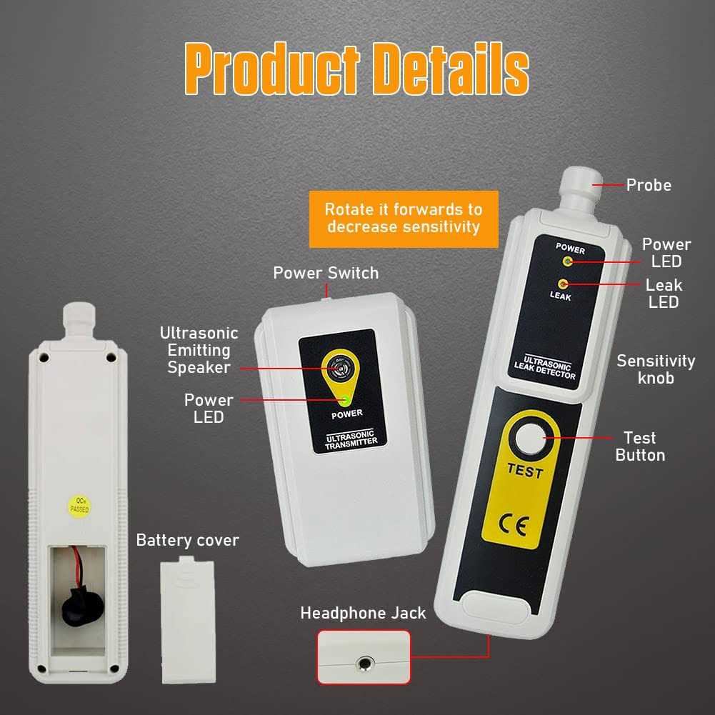 Ultrasonic Leak Detector with Earphone & Transmitter 40KHz±2KHz Air Leak Detection Tools with LED Indicator L87916