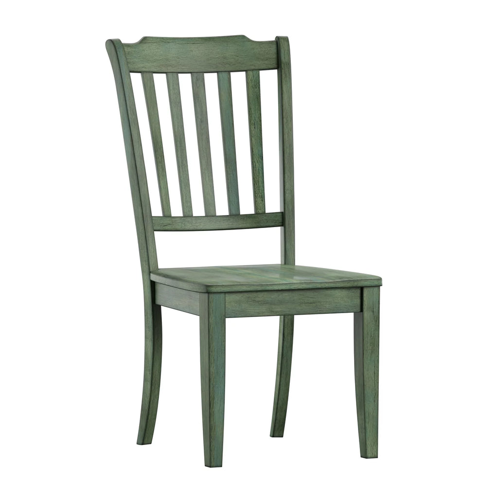 Antique Sage Green Wood Dining Chairs, Set of 2 G685