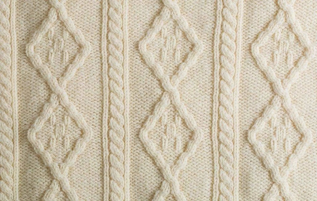 Natural Merino Wool Aran Knit Throw Blanket 40" X 60" B512
