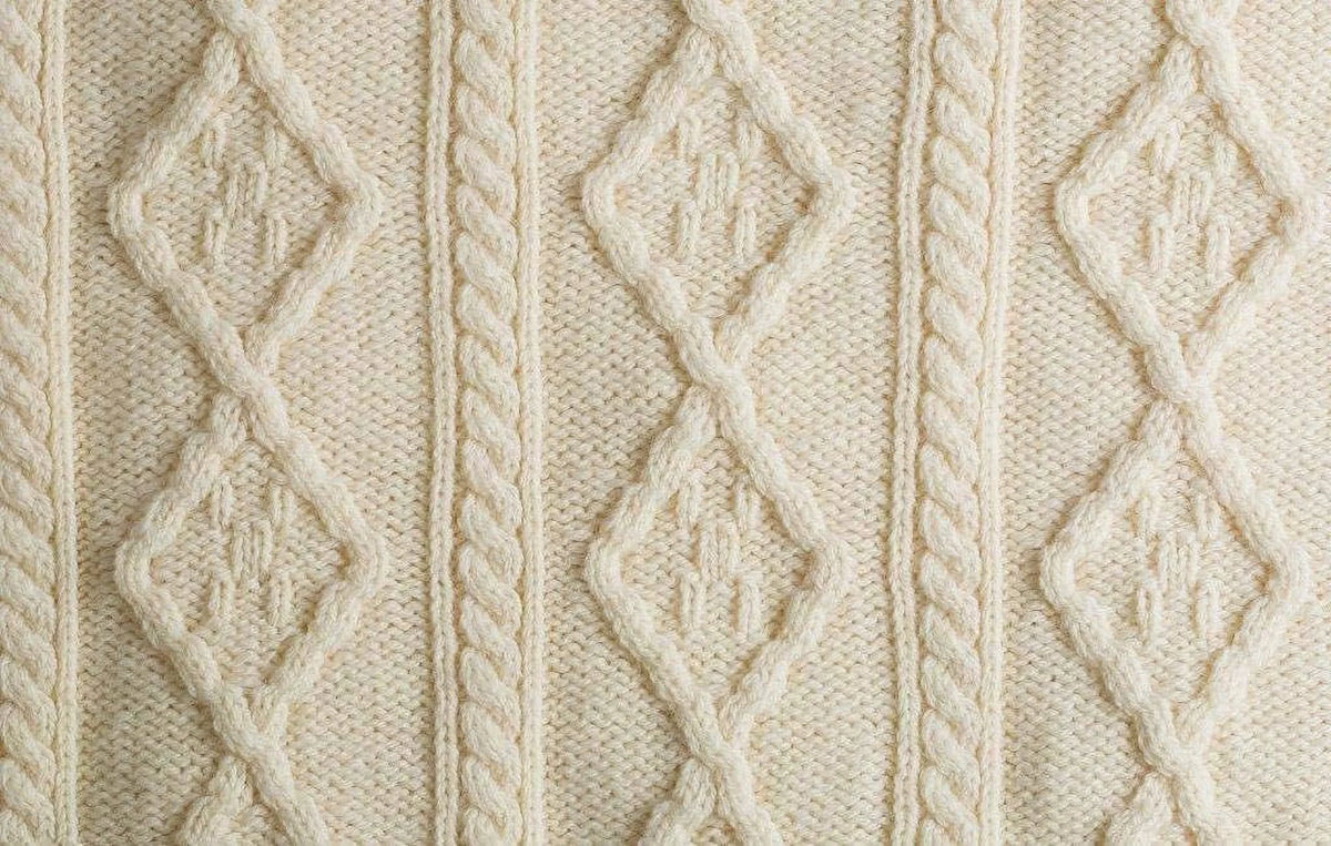 Natural Merino Wool Aran Knit Throw Blanket 40" X 60" B512