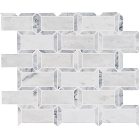 Polished Marble Mesh-Mounted Mosaic Tile O10636