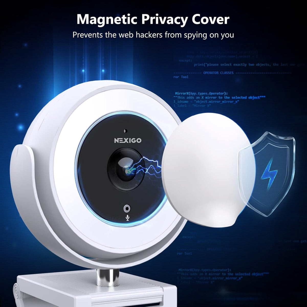 1080P Zoomable Webcam with Remote Control, Privacy Cover, White X264