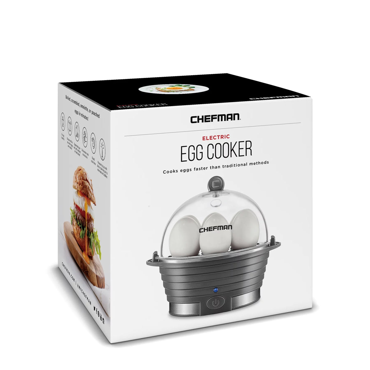Electric Rapid Egg Cooker 6 Eggs Poaching Omelet Tray Grey X33782