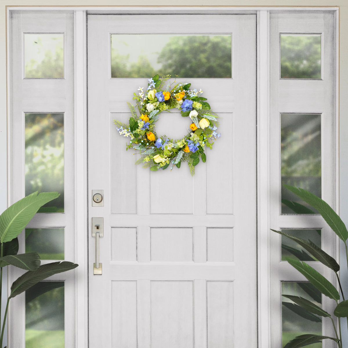 24" Artificial Daisy Floral Door Wreath, Multicolor F5053