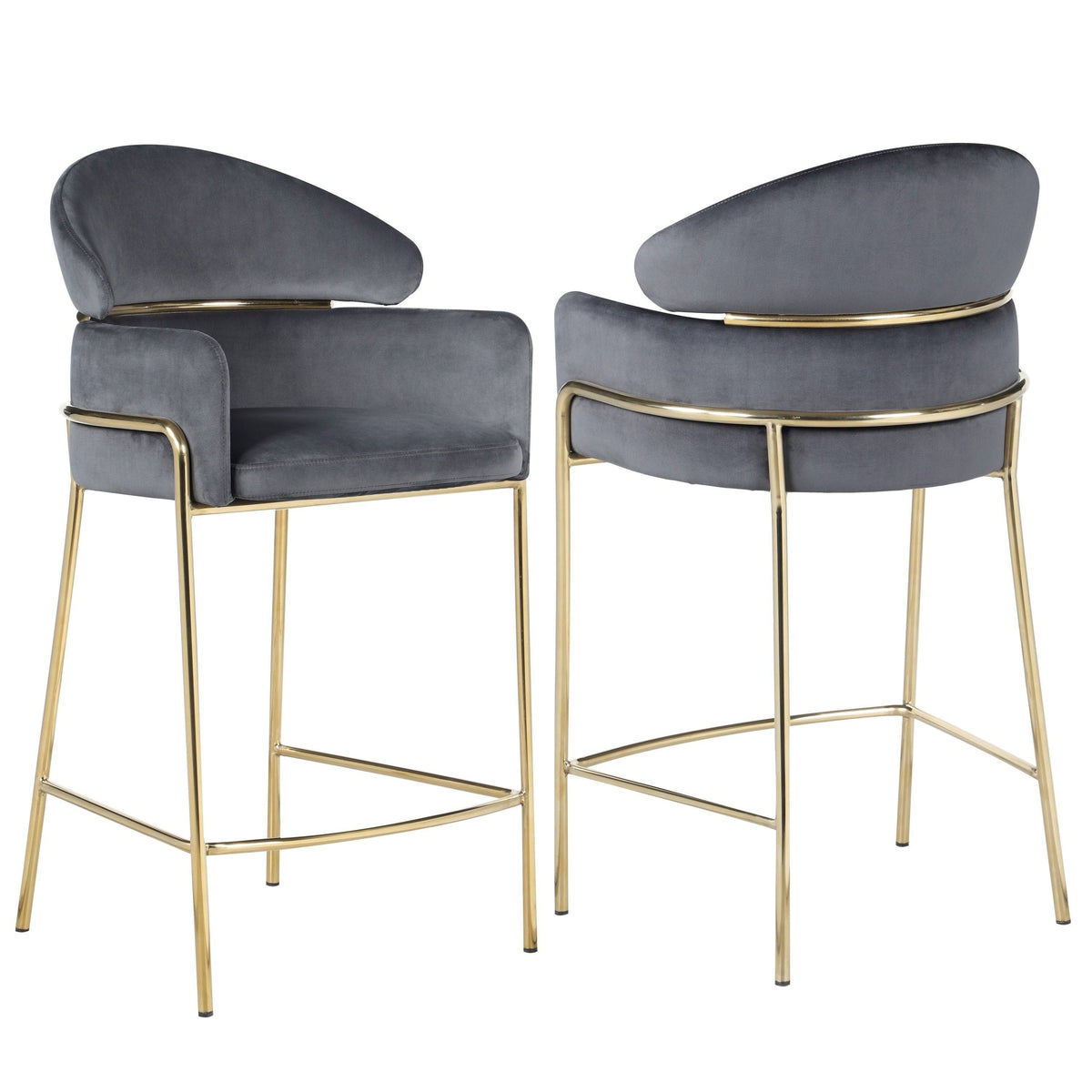 Grey Velvet Counter Height Stool T67408