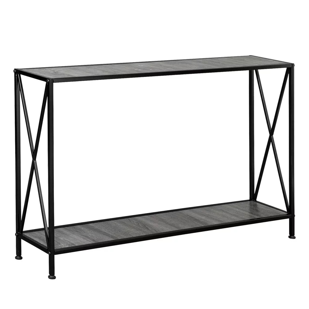 Gray 2-Tier Wood Console Table with Storage Shelf Z1653
