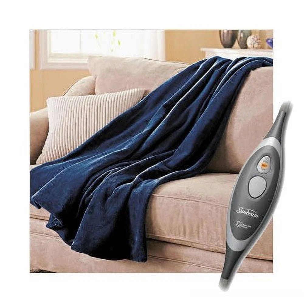 Royal Blue Electric Heated MicroPlush Throw Blanket C496449