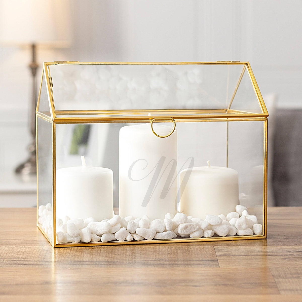 Gold Wedding Glass Terrarium Card Holder C71509