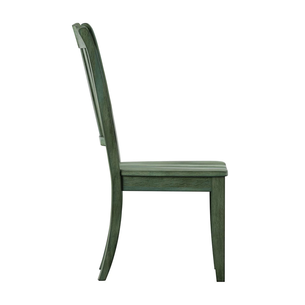Antique Sage Green Wood Dining Chairs, Set of 2 G685