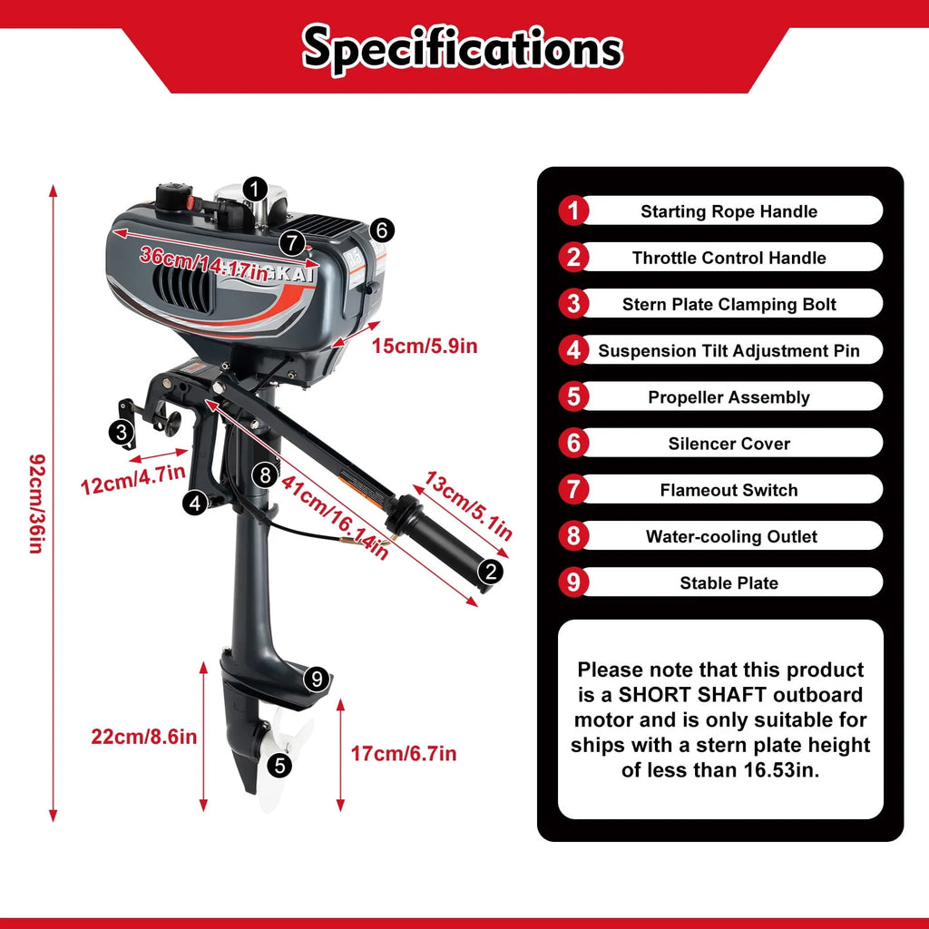 3.5HP 2 Stroke Outboard Motor V98453