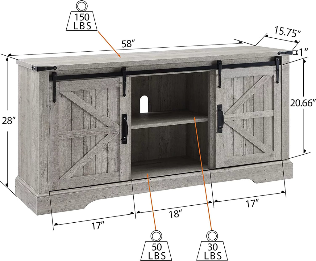 65 inch Wood Rustic TV Stand with Adjustable Shelf B5393