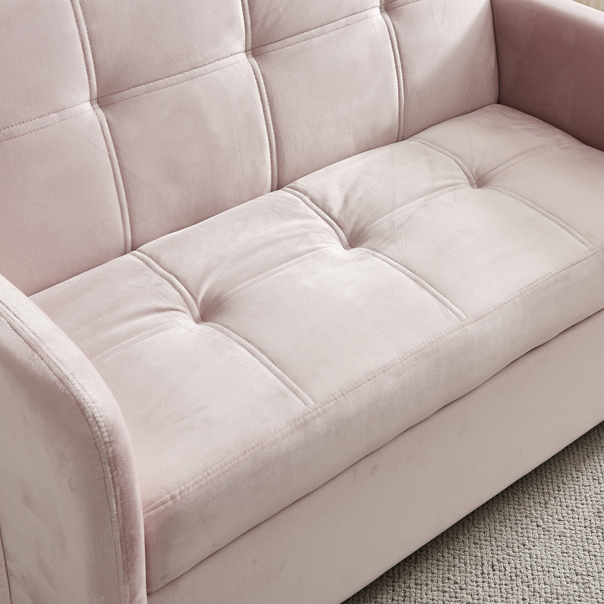 Pink Velvet Convertible Sleeper Sofa Bed with USB Port J4090