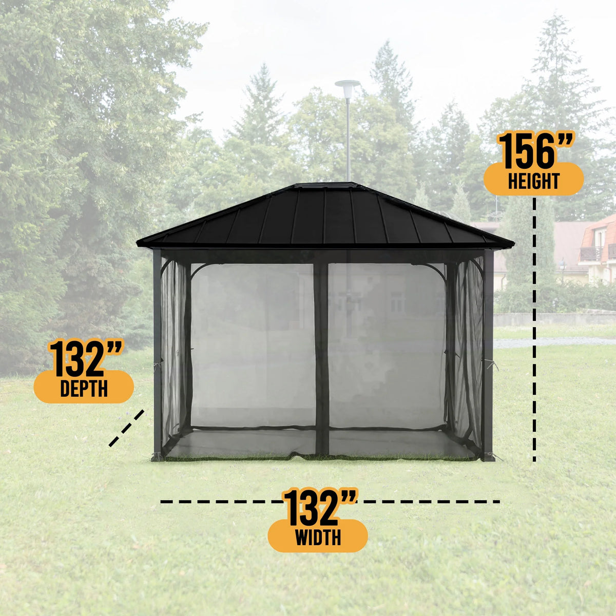11 x 13 Foot Screened Gazebo Canopy Pergola Tent D3315