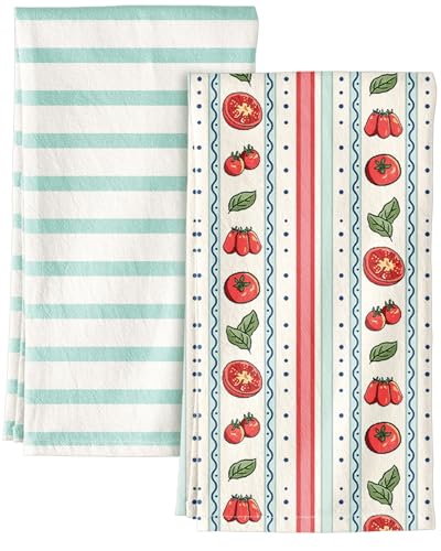 2 Pack 16x26 Inch Cotton Kitchen Towels with Hanging Loop L32699