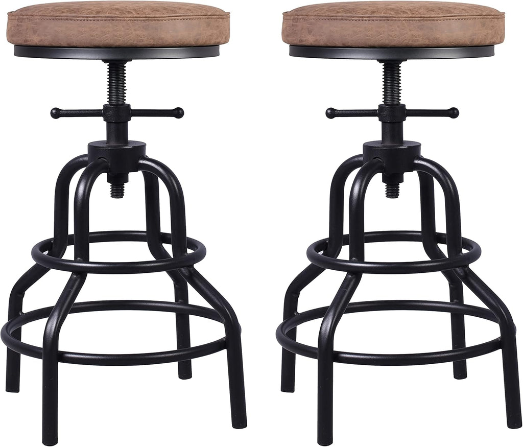 Rustic Swivel Bar Stool Set of 2 Z4225