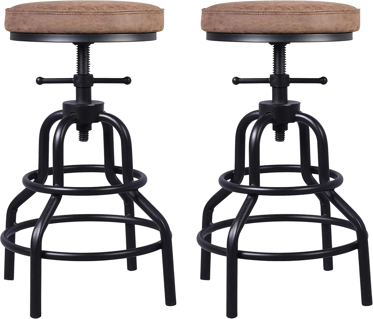 Rustic Swivel Bar Stool Set of 2 Z4225