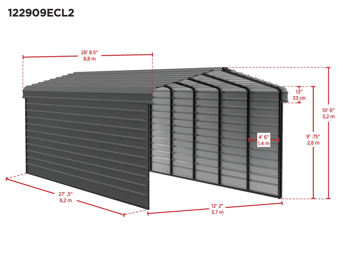 Galvanized Steel Carport Kit, 12' x 29' x 9' A24475