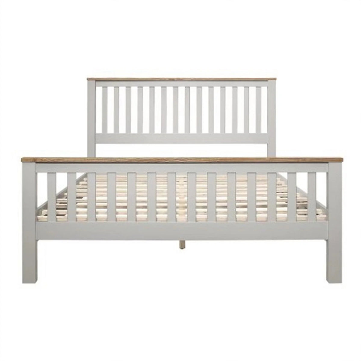 Gray Solid Platform Queen Bed with Oak Top R585406