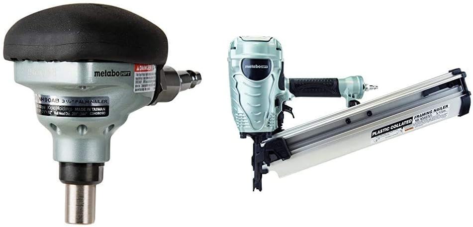 3-1/2" Palm Nailer with 1 gallon Quiet Air Compressor & Air Nailer Hose U15232