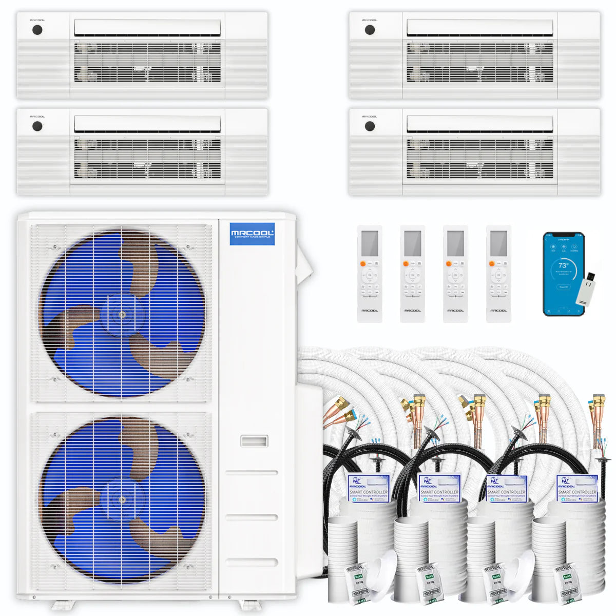45,000 BTU 4 Zone Ceiling Cassette Ductless Air Conditioner and Heat Pump U299327
