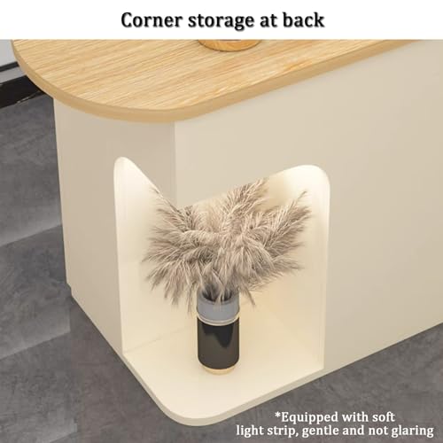 White Reception Desk with LED Lights and Lockable Drawers Q776175