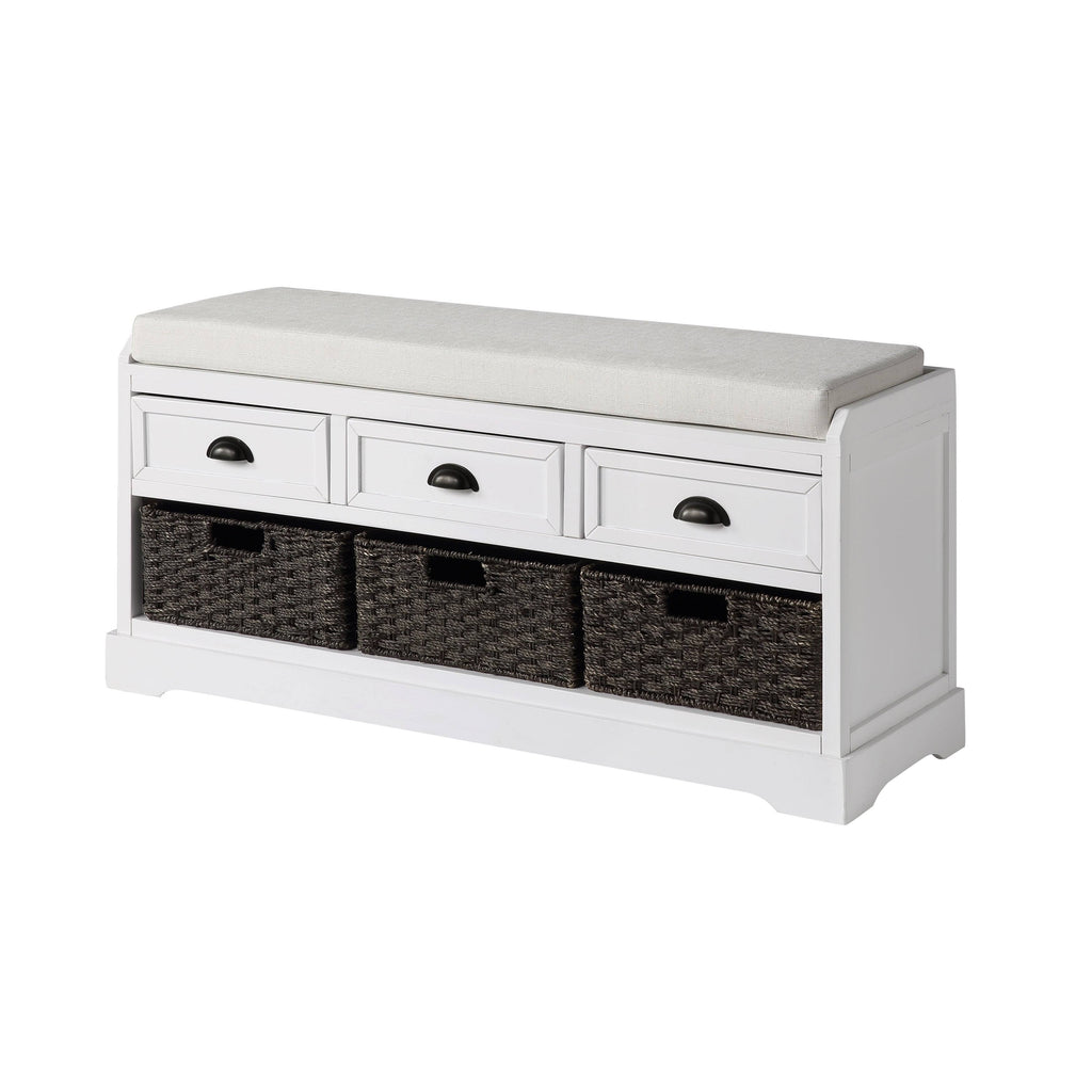 Black Storage Bench with 3 Drawers and 3 Baskets A213