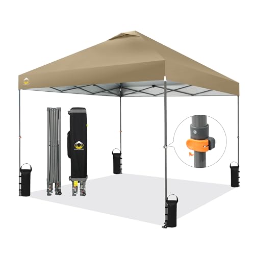 10x10 Pop Up Canopy Tent with Bag 8 Stakes 4 Sand Bags Grid Grey C452573