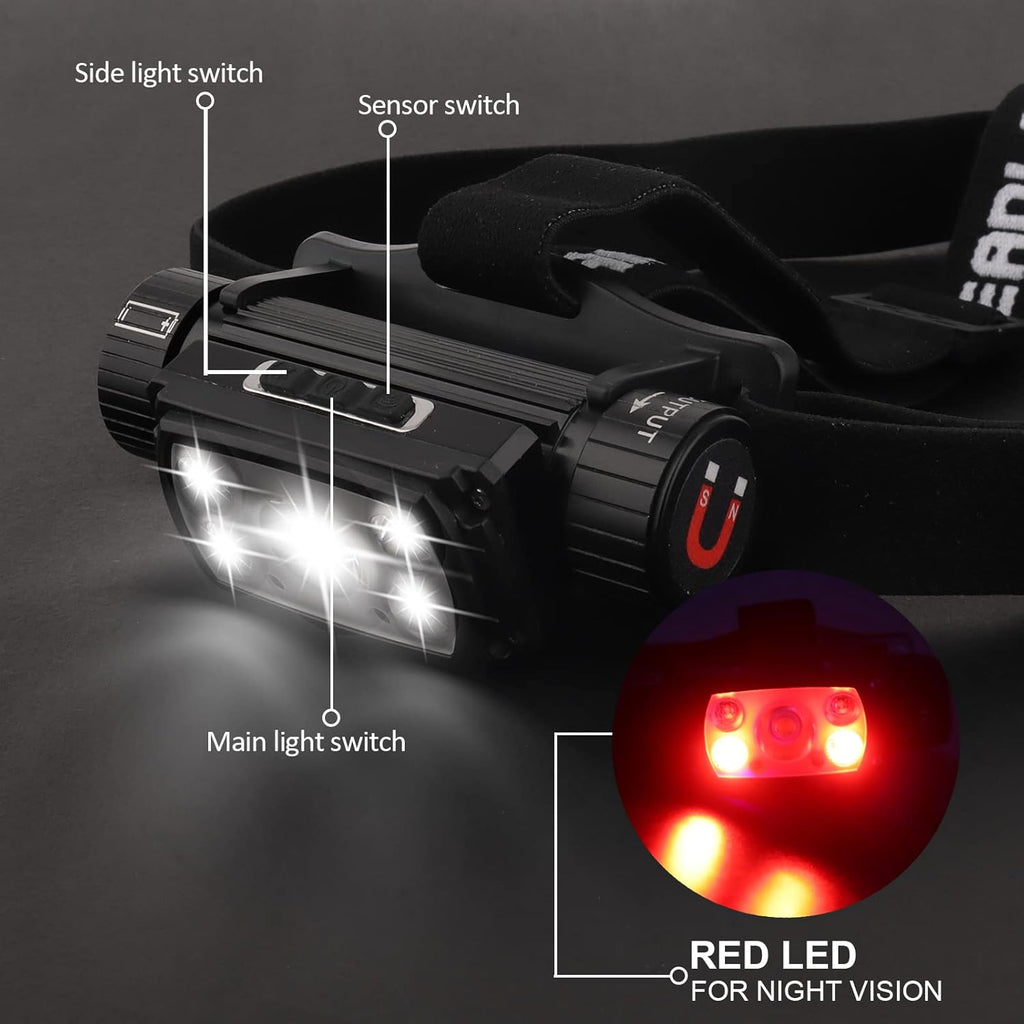 Rechargeable LED Headlamp, 12000 Lumen, Waterproof, Adjustable Hard hat Headlamp P56759