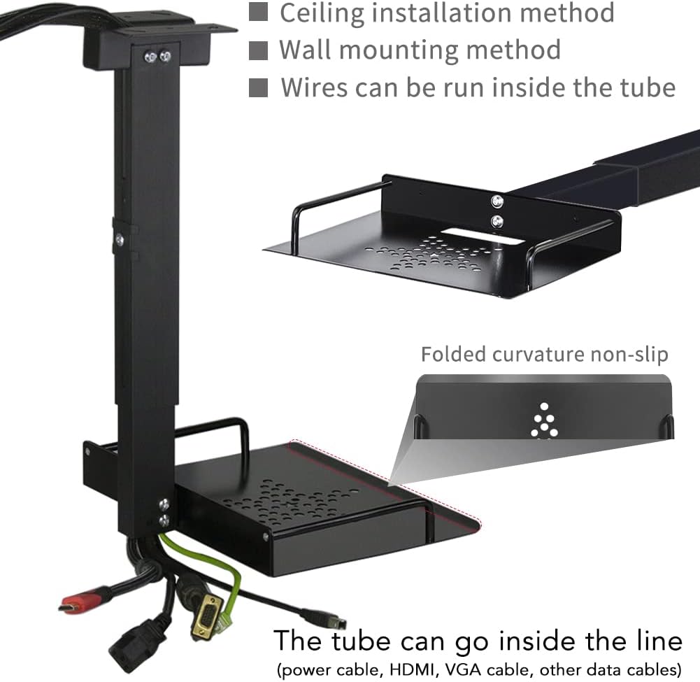 Universal Ceiling Mount with Tray, 11.4-22 inches Adjustable, Aluminum Alloy Y6421