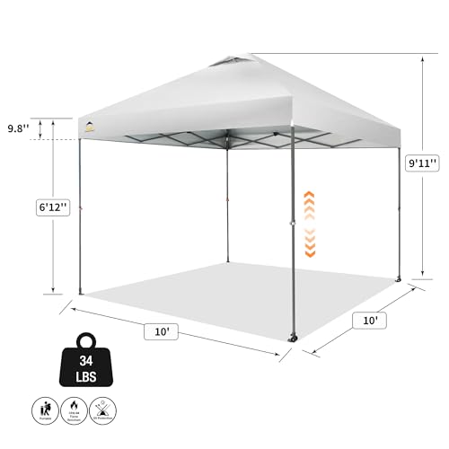10x10 Pop Up Canopy Tent with Bag 8 Stakes 4 Sand Bags Grid Grey C452573