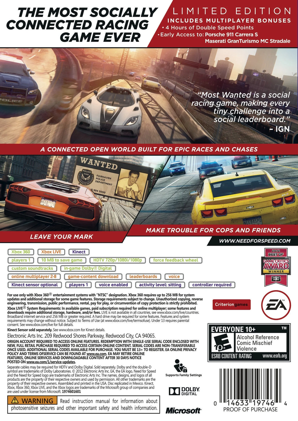 Need for Speed: Most Wanted Limited Edition (X360) J56970