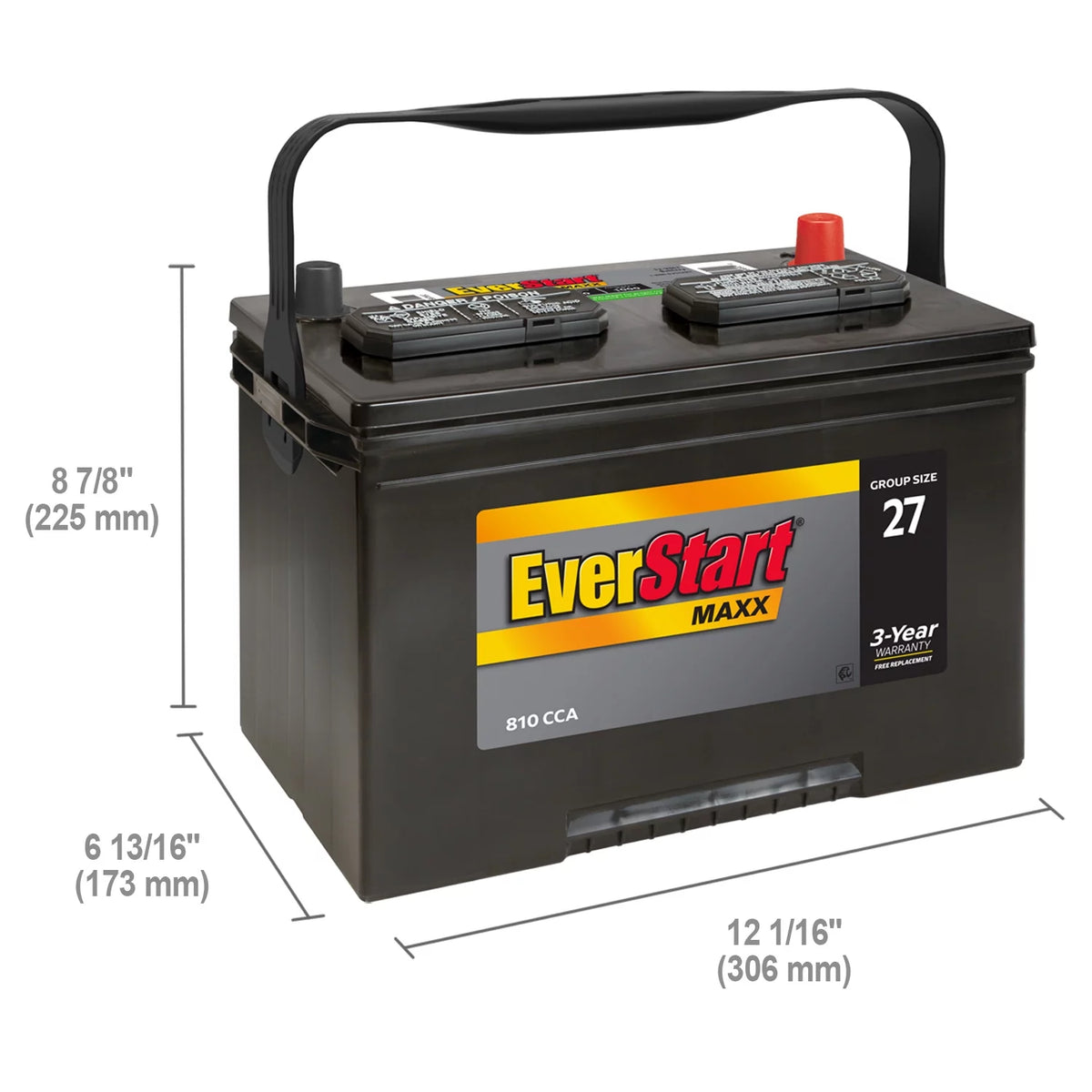 Lead Acid Automotive Battery Group Size 27 12 Volt 810 CCA C8304