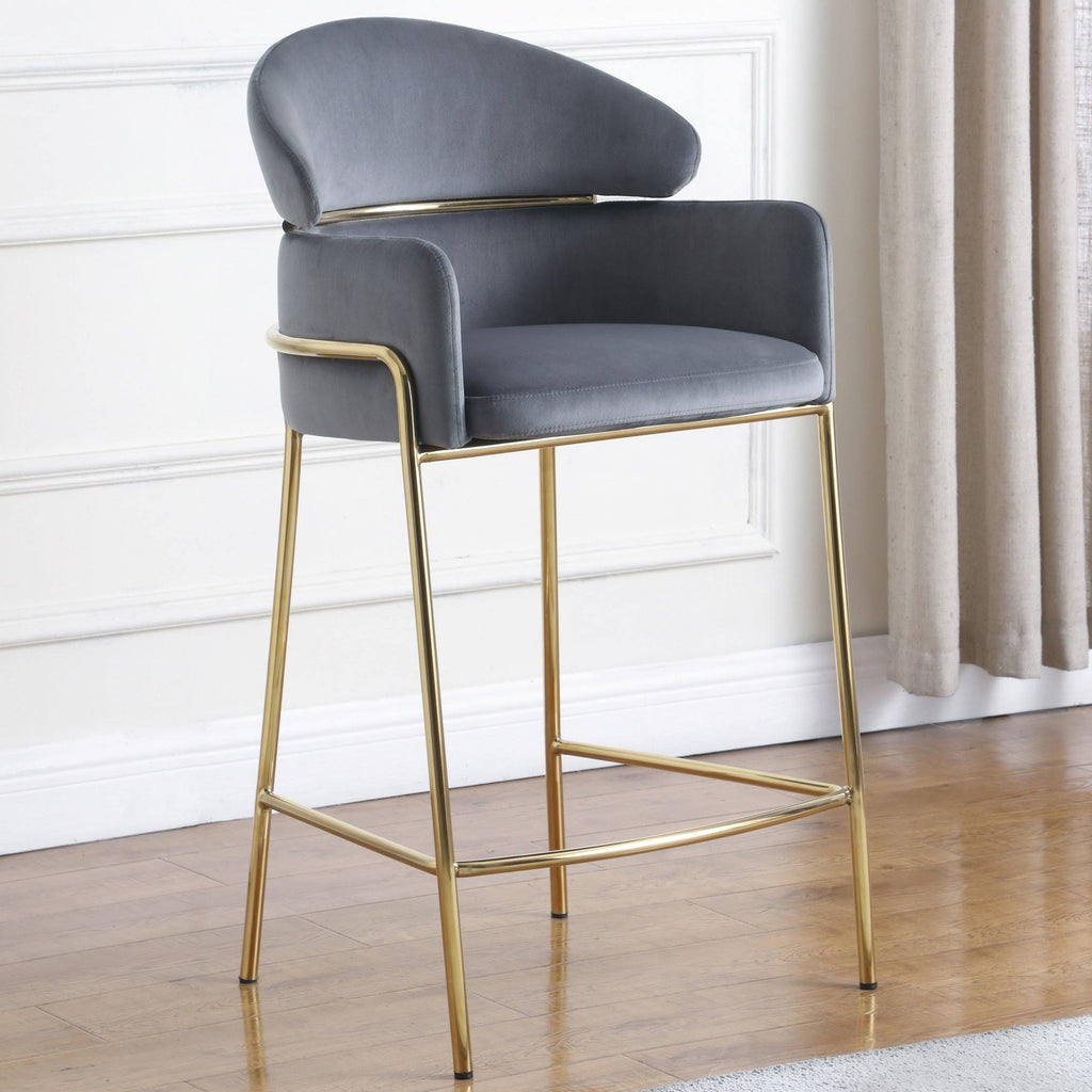 Grey Velvet Counter Height Stool T67408