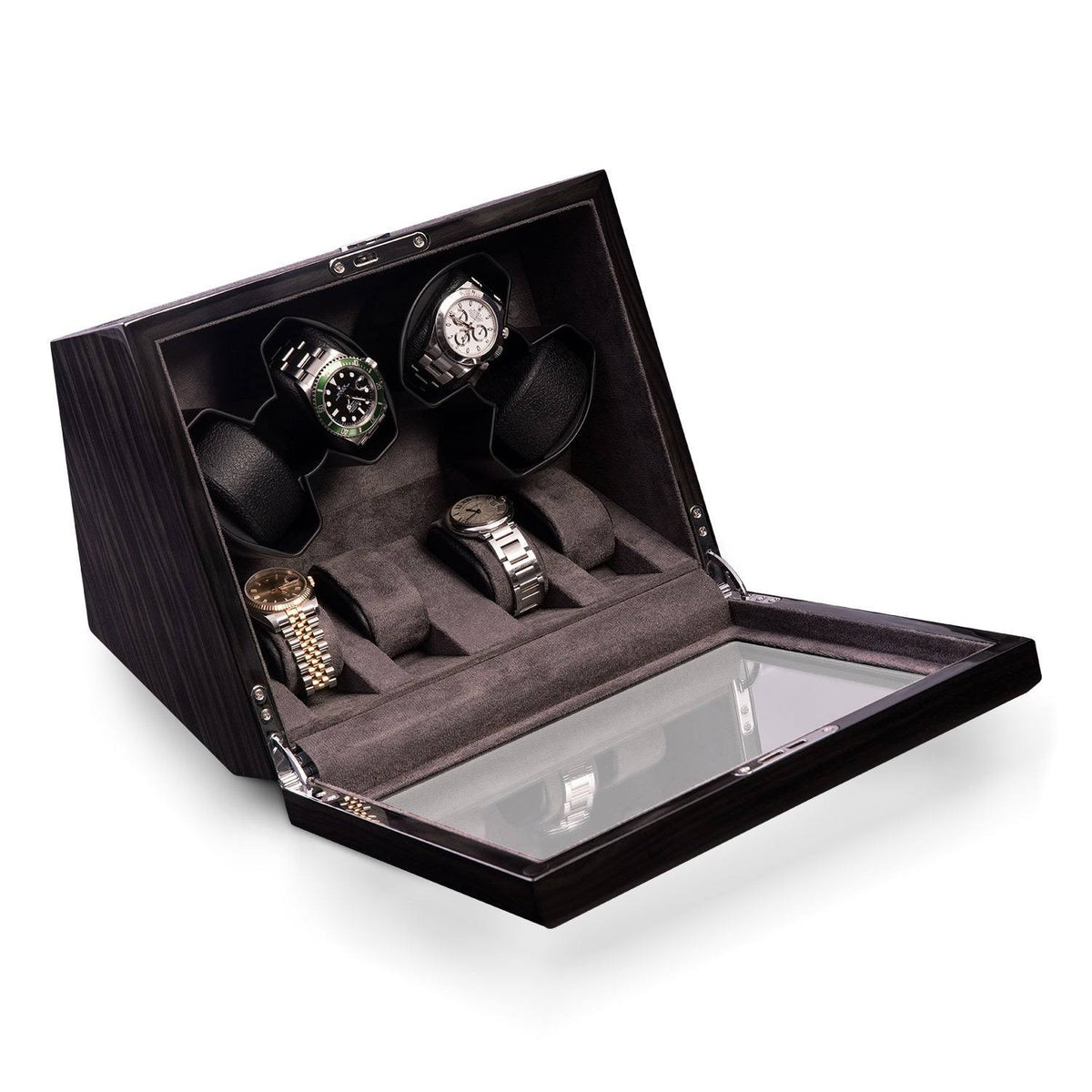 Ash Wood Glass Top Four-Watch Storage Case F246713