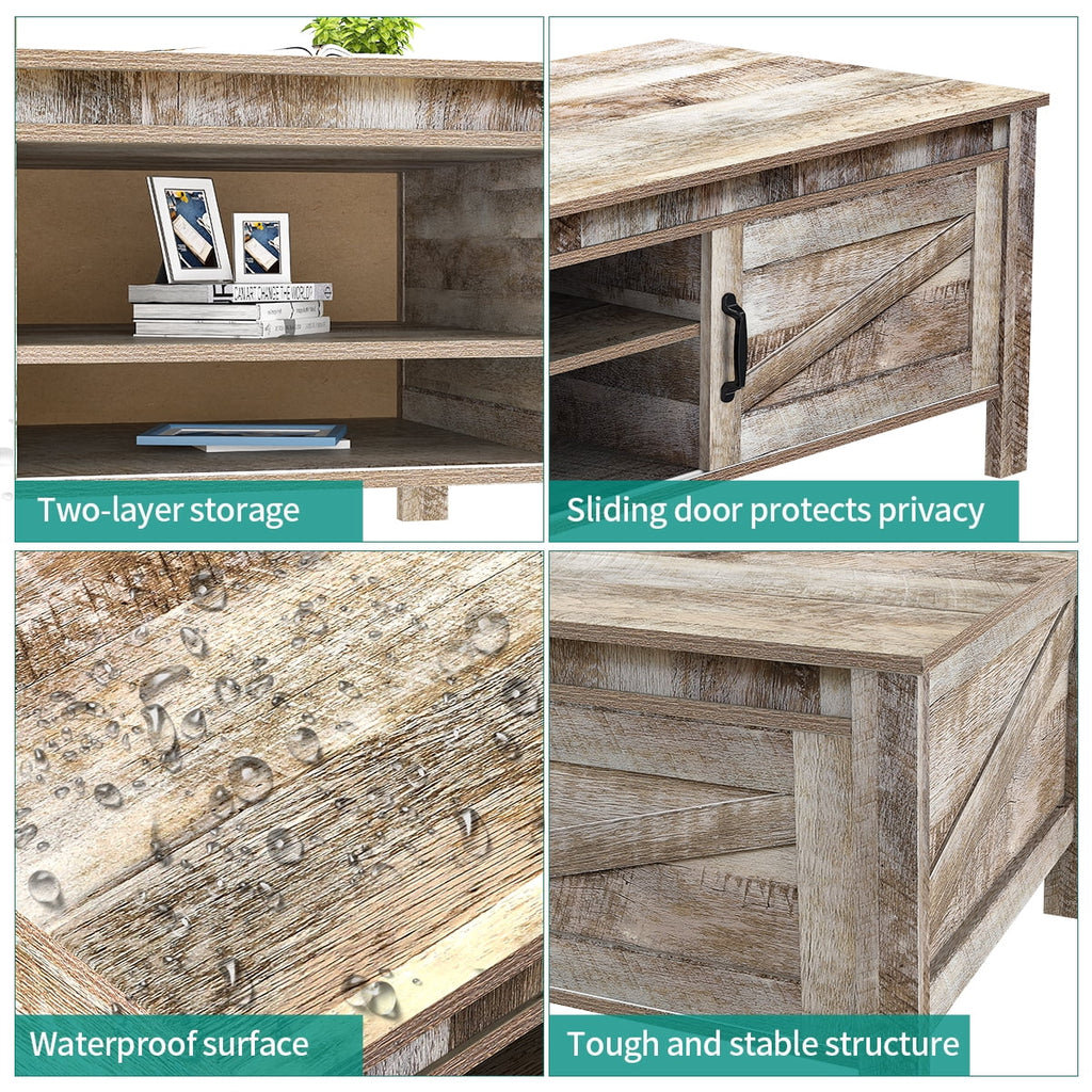 Gray Wood Coffee Table with Storage A3925