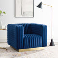 Navy Velvet Accent Armchair M167