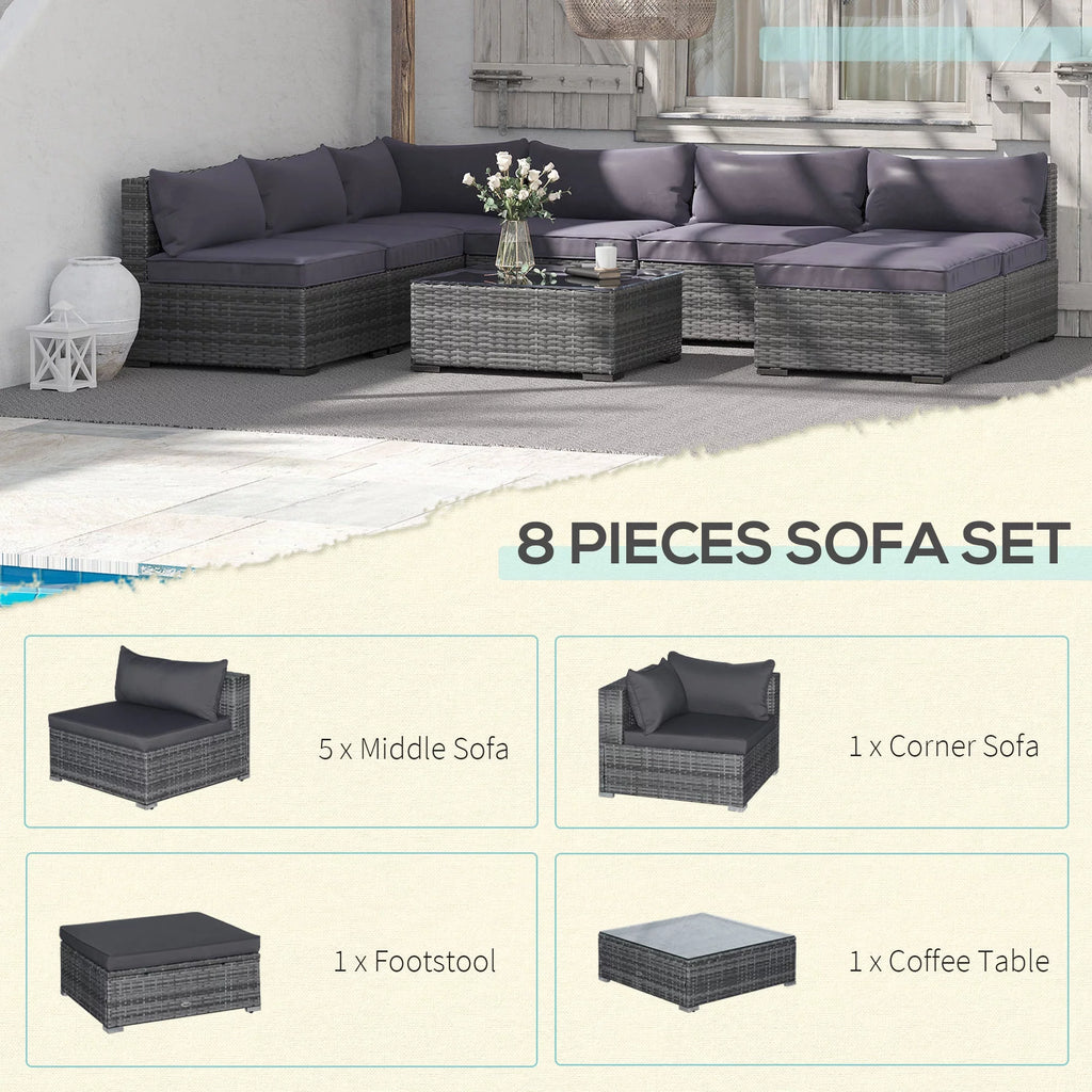 8 Piece PE Rattan Patio Furniture Set T872