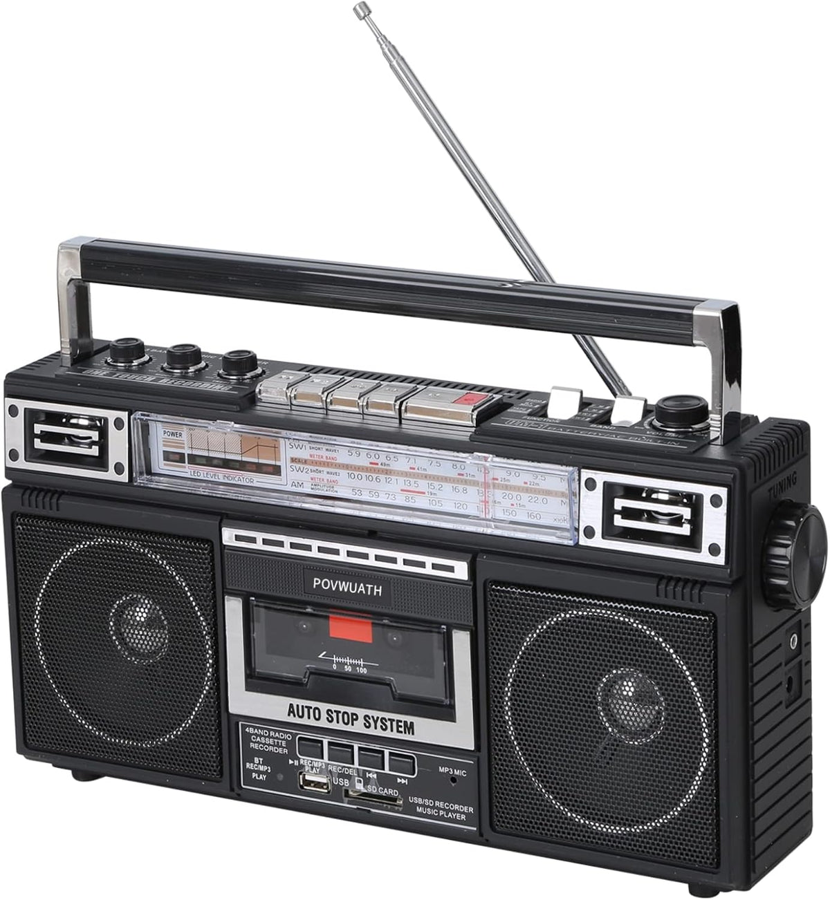 Portable Cassette Player Boombox AM/FM Radio Tape Player Recorder with Bluetooth Microphone N60729