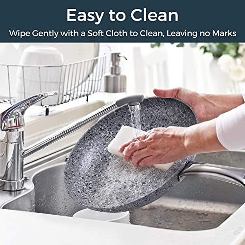 8" + 11" Gray Nonstick Granite Stone Frying Pan Set with Lids O157343