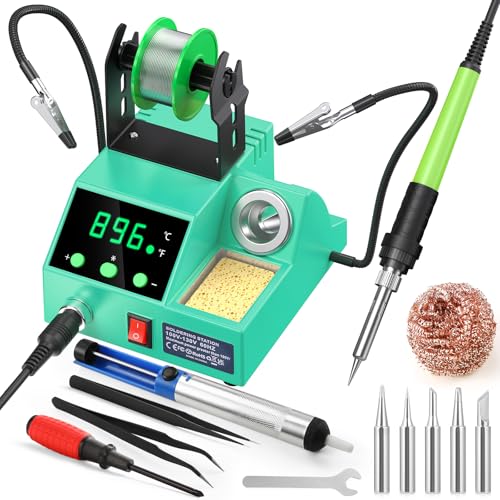 100W Digital Display Soldering Iron Station Kit with 2 Helping Hands B49847