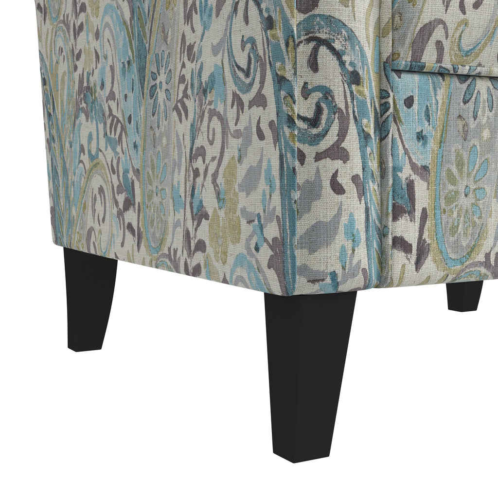 Caribbean Blue Herringbone Rolled Armchair C806453