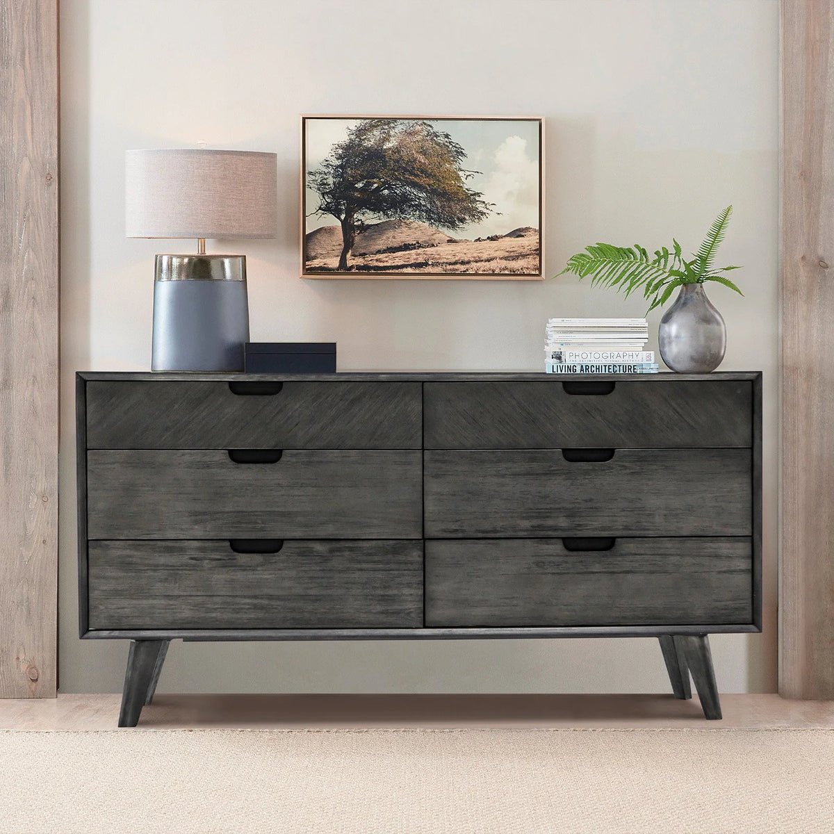 6-Drawer Mid-Century Wood Dresser V781