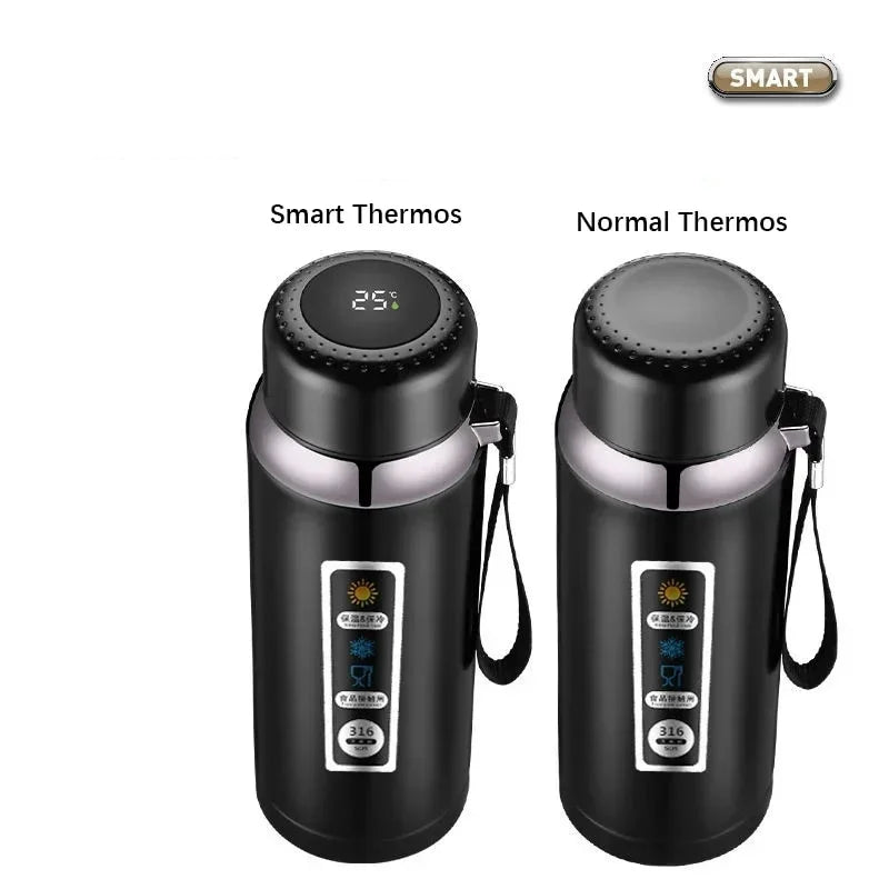 316 Stainless Steel Thermos Bottle Vacuum Flask With Tea Separation Filter LED Temperature Display Leakage-proof Cup 1.0L N58030